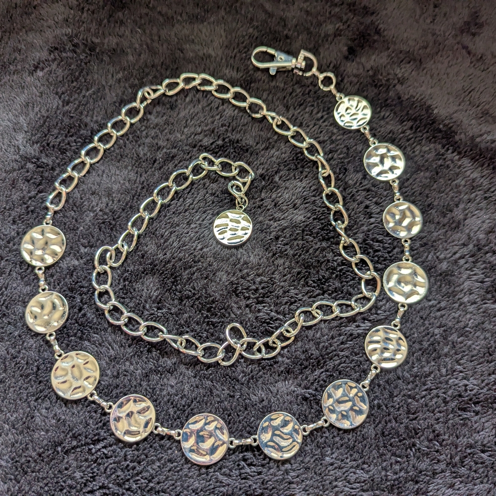 Silver Chain Belt with Decorative Medallions